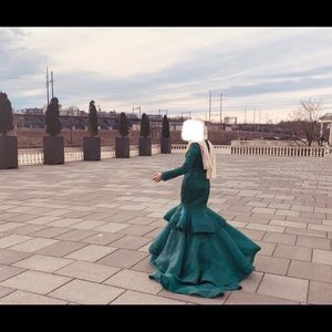 Long sleeve mermaid prom gown